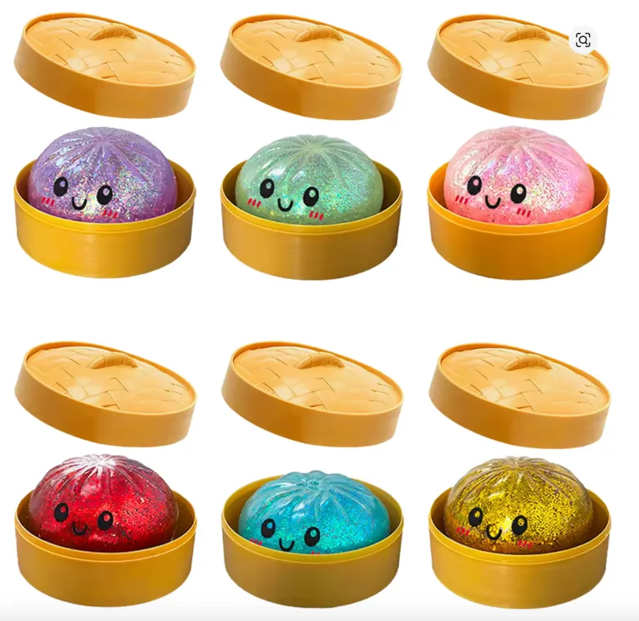 Glitter Dumpling Squishy Toy with Steamer Case view 1