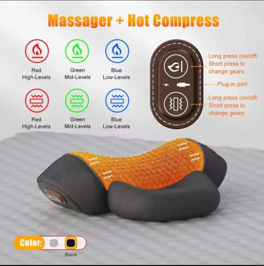 Neck Massager with Hot Compress and Cervical Traction view 1