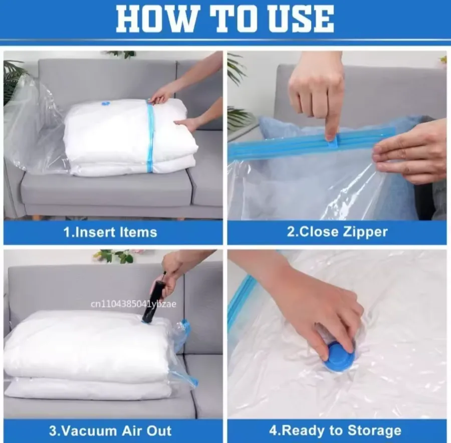 Vacuum Storage Bags with Zipper Seal and Air Valve view 1