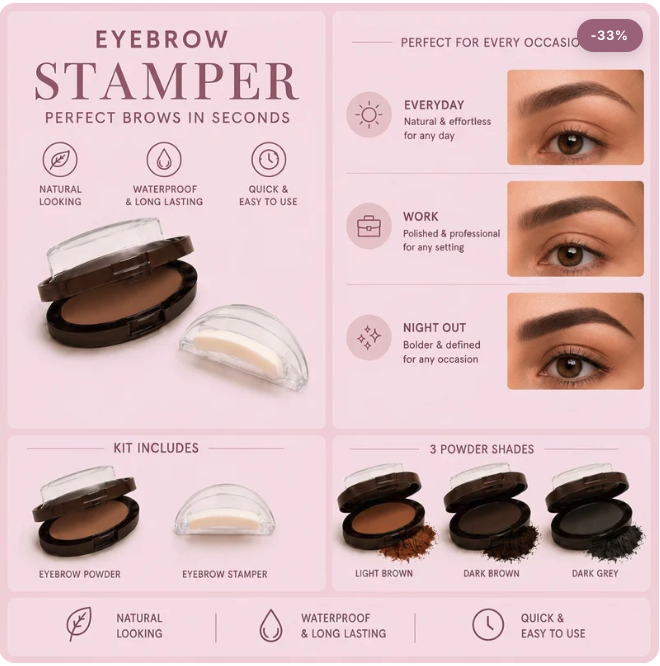 Effortless Perfect Brows: Waterproof Eyebrow Stamp for Flawless Arches