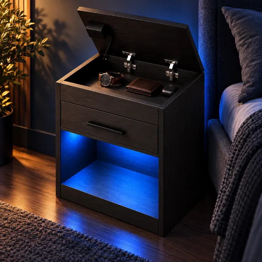 HushStand™ Nightstand with Hidden Storage and LED Lighting view 3