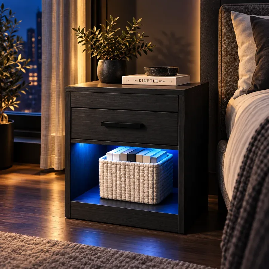 HushStand™ Nightstand with Hidden Storage and LED Lighting view 2