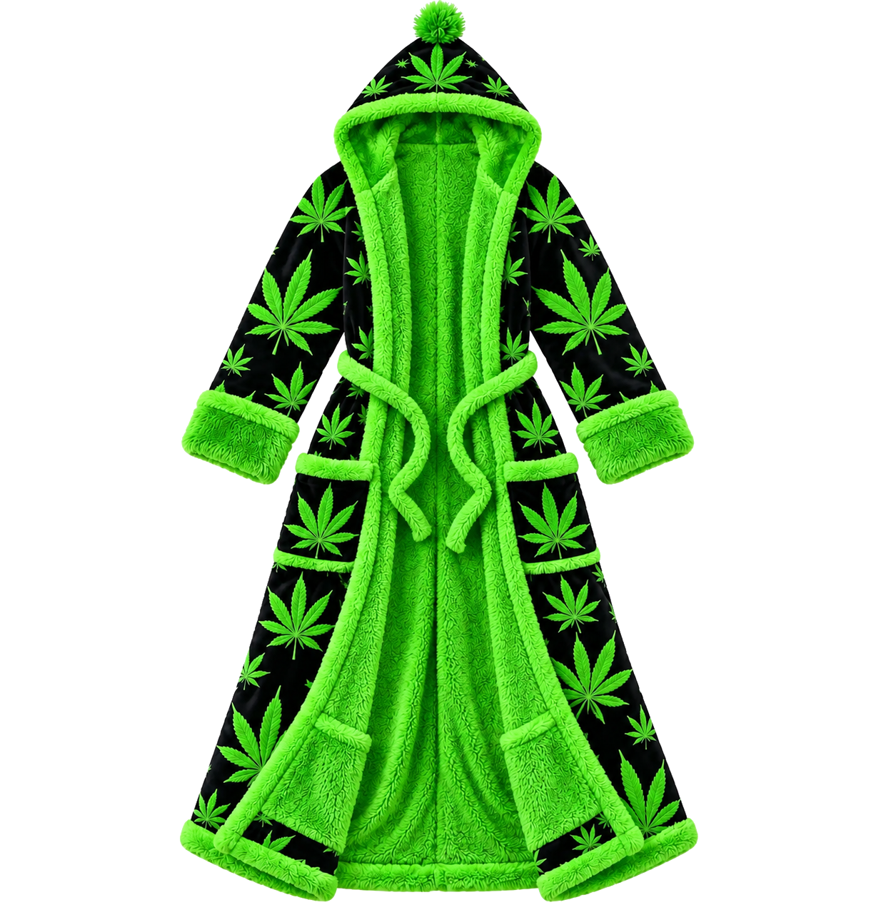 HighLife™ Green Leaf Hooded Robe
