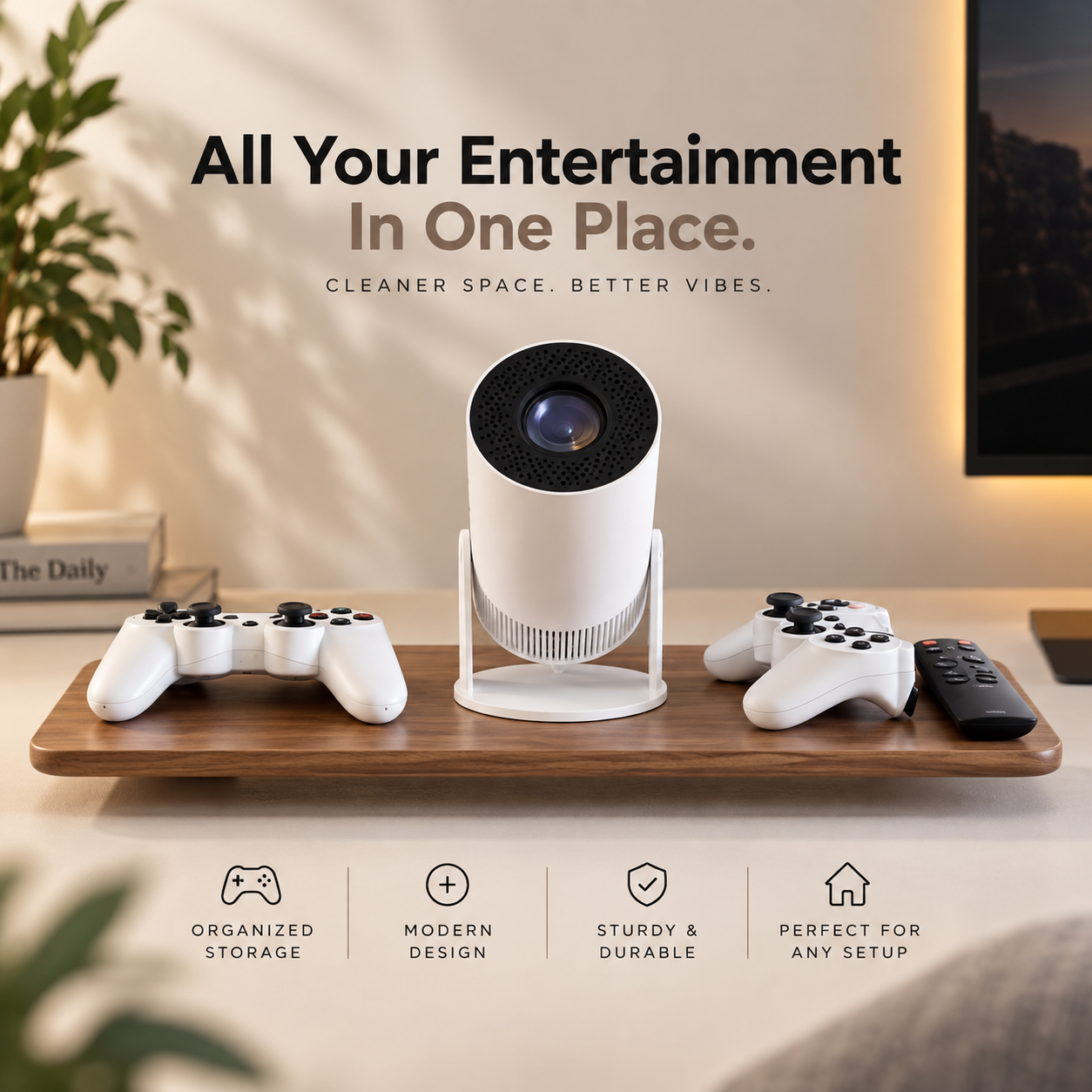 Gamer Glow: Portable Entertainment Projector & Smart Speaker